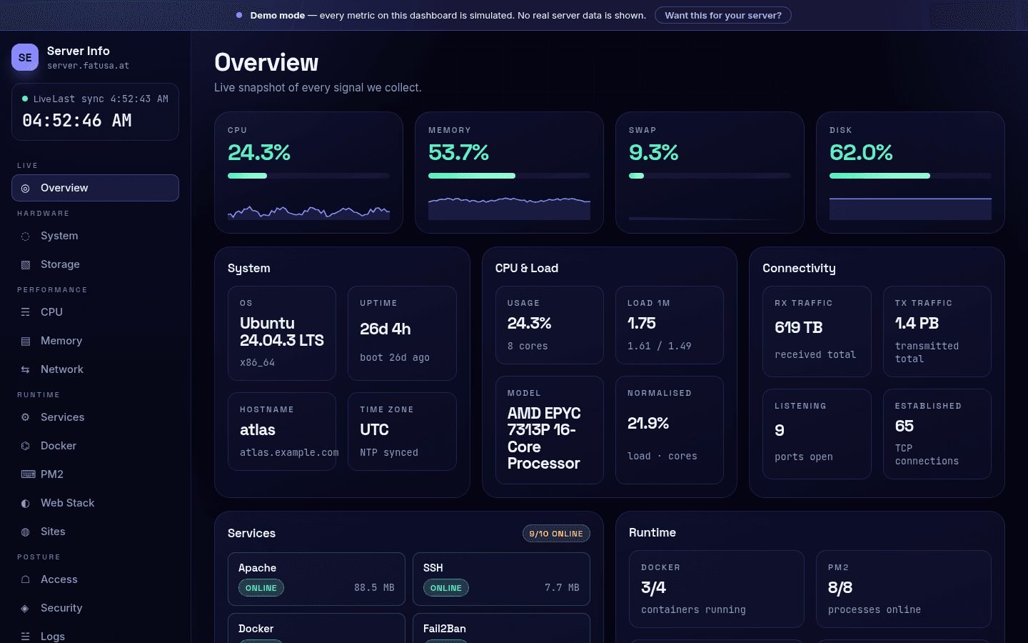 Server Info — Monitoring